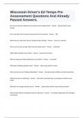 Wisconsin Driver's Ed Temps Pre Assessement Questions And Already Passed Answers&period;