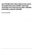 JACI PRIMER EXAM 2024-2025 ACTUAL EXAM 120 QUESTIONS AND CORRECT DETAILED ANSWERS WITH RATIONALES &lpar;100&percnt; VERIFIED ANSWERS&rpar; &vert;ALREADY GRADED