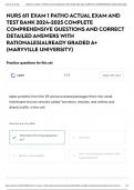 NURS 611 EXAM 1 PATHO ACTUAL EXAM AND TEST BANK 2023-2024 COMPLETE 400 QUESTIONS AND CORRECT DETAILED ANSWERS WITH RATIONALES&vert;ALREADY GRADED A&plus; &lpar;MARYVILLE UNIVERSITY&rpar;