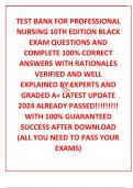 TEST BANK FOR PROFESSIONAL NURSING 10TH EDITION BLACK EXAM QUESTIONS AND COMPLETE 100&percnt; CORRECT ANSWERS WITH RATIONALES VERIFIED AND WELL EXPLAINED BY EXPERTS AND GRADED A&plus; LATEST UPDATE 2024 ALREADY PASSED&excl;&excl;&excl;&excl;&excl;&excl;&excl;&excl;&excl; WITH 100&percnt; GUARANTEED SUCCESS AFTER DOWNL