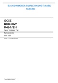 B2 2020 Higher Triple Biology MARK SCHEME