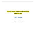 Psychiatric Nursing&colon; Contemporary Practice 6th Eds&period; By Mary Ann Boyd Test Bank - With Correct and Verified Solutions