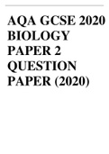 AQA GCSE 2020 BIOLOGY PAPER 2 QUESTION PAPER (2020)