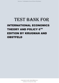  International Economics: Theory and Policy Sixth Edition Krugman and Obstfeld Latest Test Bank.