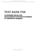 TEST BANK FOR LEADERSHIP ROLES AND MANAGEMENT FUNCTION IN NURSING 9TH EDITION BY MARQUIS UPDATED