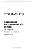 TEST BANK FOR INTERMIDIATE MICROECONOMICS 9TH EDITION Hal R. Varian Theodore C. Bergstrom James E. West Updated 