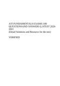 ATI FUNDAMENTALS EXAMS |100 QUESTIONSAND ANSWERS |LATEST 2020- 2021 (Detail Solutions and Resource for the test) VERIFIED
