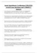 Intuit QuickBooks Certification UPDATED  Actual Exam Questions and CORRECT  Answers