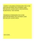 LEHNE&rsquo;S PHARMACOTHERAPEUTICS FOR ADVANCED PRACTICE NURSES AND PHYSICIAN ASSISTANTS 2ND EDITION ROSENTHAL TEST BANK&period;