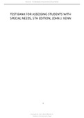 TEST BANK FOR ASSESSING STUDENTS WITH SPECIAL NEEDS&comma; 5TH EDITION&comma; JOHN J&period; VENN UPDATED