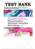 TEST BANK FOR Davis Advantage for Townsend's Essentials of Psychiatric Mental-Health Nursing Concepts of Care in Evidence-Based Practice 9th Edition by Karyn I&period; Morgan &comma; ISBN&colon; 9781719645768 &vert;All Chapters Verified&vert; Guide A&plus;