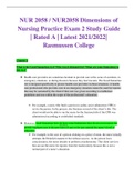 NUR 2058 / NUR2058 Dimensions of Nursing Practice Exam 2 Study Guide | Rated A | Latest 2021/2022| Rasmussen College
