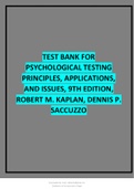 TEST BANK FOR PSYCHOLOGICAL TESTING PRINCIPLES, APPLICATIONS, AND ISSUES, 9TH EDITION, ROBERT M. KAPLAN, DENNIS P. SACCUZZO UPDATED
