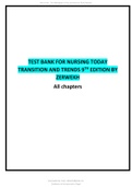TEST BANK FOR NURSING TODAY TRANSITION AND TRENDS 9TH EDITION BY ZERWEKH All chapters Updated