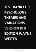 Test Bank For Psychology Themes and Variations Version 8th Edition Weiten
