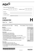 GCSE CHEMISTRY Higher Tier Paper &lbrack;2&rsqb; 2020&sol;2023 Latest Update Solution