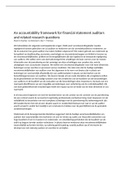 M. Peecher : An accountability framework for ﬁnancial statement auditors and related research questions