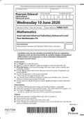 Pearson Edexcel QP Mathematics International Advanced Subsidiary&sol;Advanced Level Pure Mathematics P4 2020