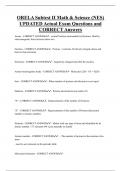 ORELA Subtest II Math & Science &lpar;NES&rpar; UPDATED Actual Exam Questions and  CORRECT Answers