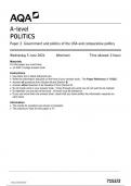 AQA A LEVEL POLITICS PAPER 2 QUESTION PAPER & MARK SCHEME JUNE 2024 
