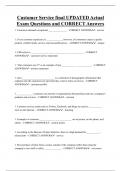 Customer Service final UPDATED Actual  Exam Questions and CORRECT Answers