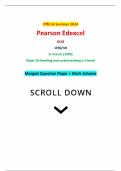 Official Summer 2024 Pearson Edexcel GCSE 1FR0&sol;3H In French &lpar;1FR0&rpar; Paper 3H Reading and understanding in French Merged Question Paper &plus; Mark Scheme