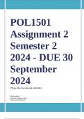 POL1501 Assignment 2 Full Solutions Semester 2 2024 - DUE 30 September 2024 &semi;100 &percnt; TRUSTED workings&comma; Expert Solved&comma; Explanations and Solutions&period; 
