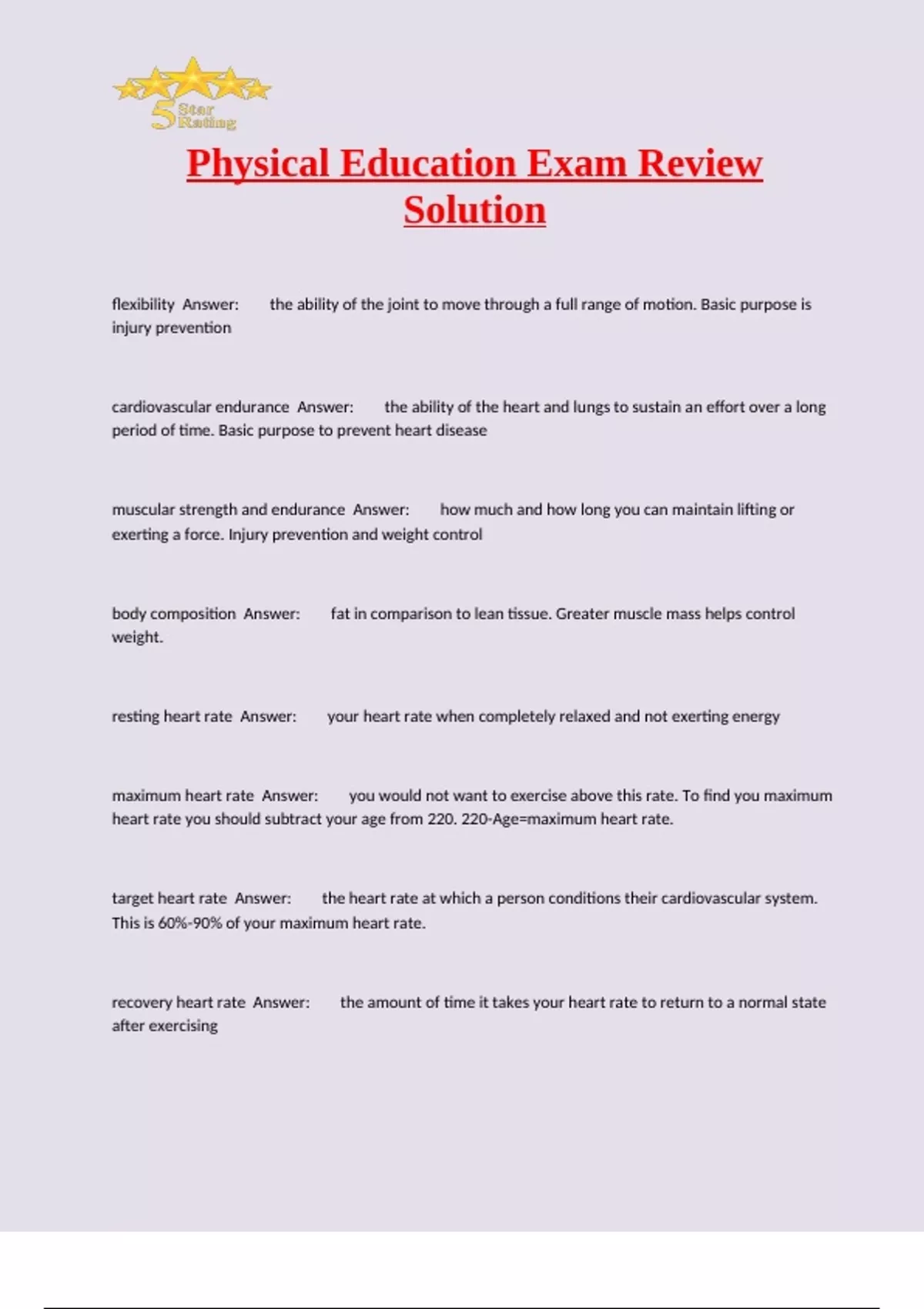 Michigan physical education test
