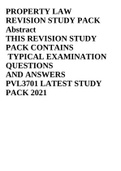 PROPERTY LAW REVISION STUDY PACK Abstract THIS REVISION STUDY PACK CONTAINS TYPICAL EXAMINATION QUESTIONS AND ANSWERS PVL3701 LATEST STUDY PACK 2021