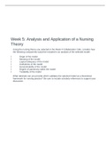NR 501 Week 5 Discussion; Analysis and Application of a Nursing Theory