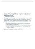 NR 501 Week 7 Discussion; Nursing Theory Applied to Evidence Based Practice