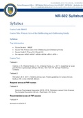 SYLLABUS NR 602 Primary Care of the Child bearing and Child rearing Family Practicum