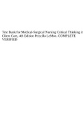 Test Bank for Medical-Surgical Nursing Critical Thinking in Client Care, 4th Edition Priscilla LeMon. COMPLETE VERIFIED