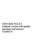 TEST BAK NCLEX Updated version with quality questions and answers Graded A+