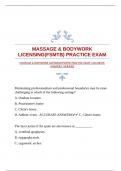 MASSAGE & BODYWORK LICENSING&lpar;FSMTB&rpar; PRACTICE EXAM &vert;ACCURATE ANSWERS &vert;VERIFIED