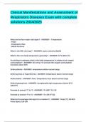 Clinical Manifestations and Assessment of Respiratory Diseases Exam with complete solutions