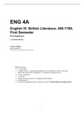 ENG 4A English IV: British Literature, 450-1780, First Semester ( LATEST UPDATE )