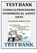 Test Bank for Clinical Procedures for Medical Assistants&comma; 11th Edition by Bonewit-West&comma; Complete Chapters 1 - 23&comma; &vert;Updated Newest Version &vert;complete Guide&period;