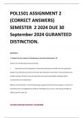 POL1501 ASSIGNMENT 2 &lpar;CORRECT ANSWERS&rpar; SEMESTER 2 2024 DUE 30 September 2024 GURANTEED DISTINCTION&period;