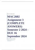 MAC2602 Assignment 3 &lpar;COMPLETE ANSWERS&rpar; Semester 2 2024 - DUE 16 September 2024 &semi; 100&percnt; TRUSTED Complete&comma; trusted solutions and explanations&period;&period; Ensure your success with us&period;&period;