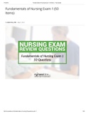 Exam &lpar;elaborations&rpar; Fundamentals of Nursing Exam 1 &lpar;50 Items&rpar; 