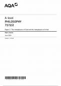 AQA A-LEVEL PHILOSOPHY MARK SCHEME 2024 &lpar;7172&sol;2&rpar; Paper 2&semi;The metaphysics of God and metaphysics of mind