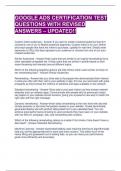 GOOGLE ADS CERTIFICATION TEST QUESTIONS WITH REVISED ANSWERS &ndash; UPDATED&excl;&excl;