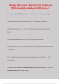 Biology 104&colon; Exam 1 Practice Test Questions  With Complete Solutions 100&percnt; Correct
