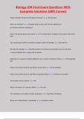 Biology 104 Final Exam Questions With  Complete Solutions 100&percnt; Correct