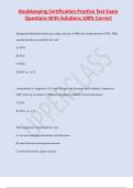 Bookkeeping Certification Practice Test Exam Questions With Solutions 100&percnt; Correct