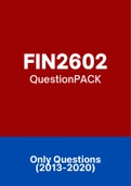 FIN2602 - Exam Questions PACK (2013-2020)