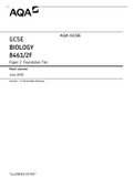 AQA GCSE BIOLOGY 8461/2F Paper 2 Foundation Tier Mark scheme June 2020