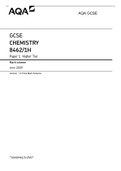 AQA GCSE CHEMISTRY 8462&sol;1H Paper 1 Higher Tier Mark scheme June 2020