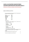 A LEVEL A2 MANUFACTURING ACCOUNTS QUESTIONS WITH SOLUTIONS AND FORMATS